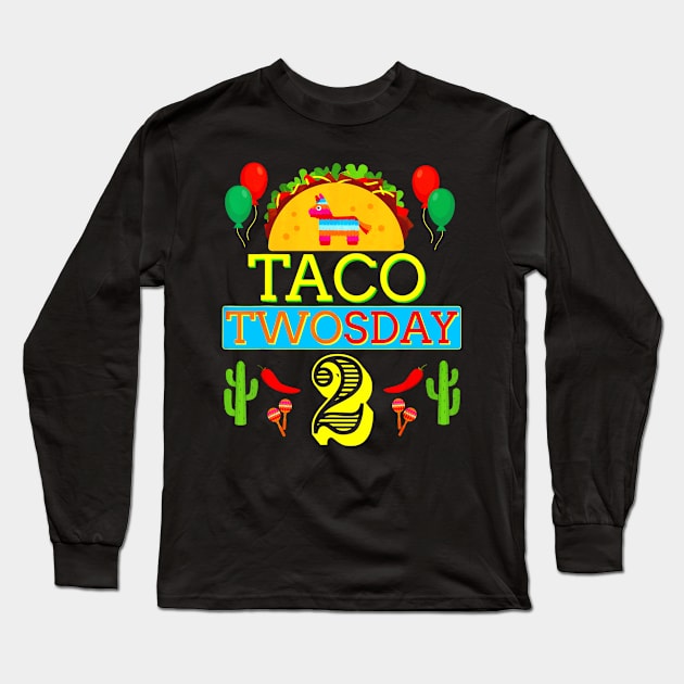 Taco Twosday Birthday Shirt 2 Two Year Old Boy Girl Gifts Long Sleeve T-Shirt by CovidStore